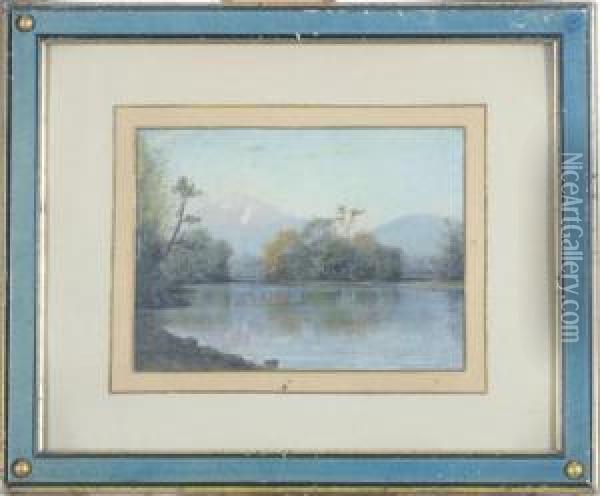 Androscoggin River View From Lead Mine Bridge Oil Painting - William Baptiste Baird