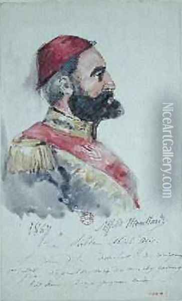 Sultan Abd al-Aziz 1830-76 1867 Oil Painting - Alfred Mouillard