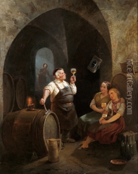 Die Weinverkostung Oil Painting - Meno Muehlig