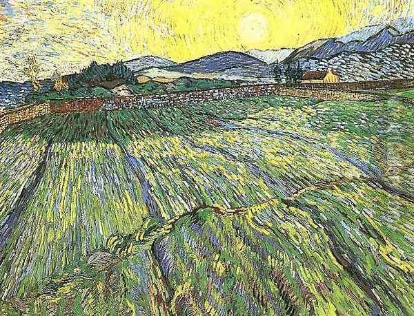 Enclosed Field With Rising Sun Oil Painting - Vincent Van Gogh