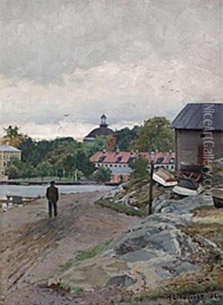 Sommarpromenad, Kastellholmen Oil Painting - Herman Lindqvist