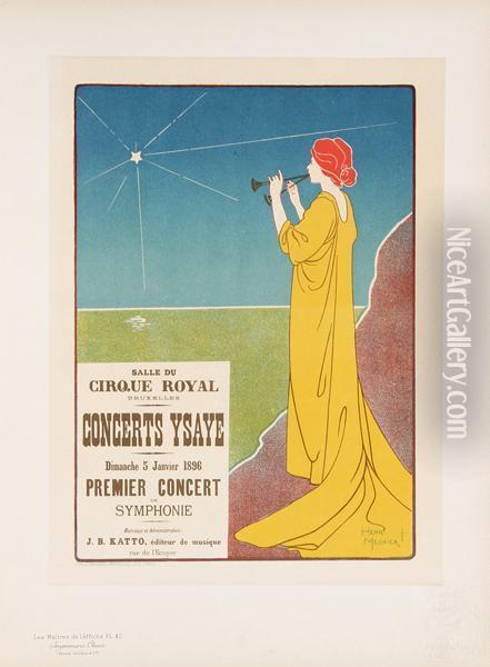Concerts Ysaye From Les Maitres De L'affiche. Pl. 40 Oil Painting - Henri Georges Jean Meunier
