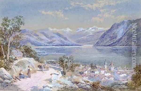 Pandex on the Lake of Lausanne Oil Painting - Charles Rowbotham