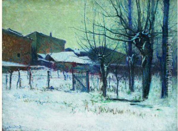  Village Sous La Neige, Circa 1920  Oil Painting - Fernand Alexis Lambert