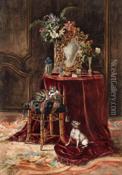 Pa Sin Vakt Oil Painting - Gelibert Jules & Gaston