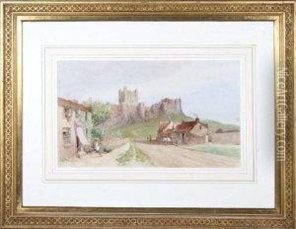 Bamburgh Village And Castle Oil Painting - Samuel Thomas George Evans