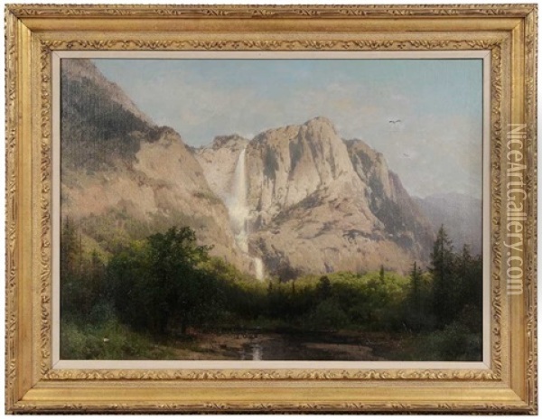 Yosemite Falls, Lower Yosemite Valley Oil Painting - Hermann Herzog