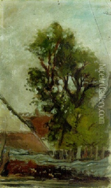 L'arbre Dans La Cour De La Ferme Oil Painting - Paul Gauguin