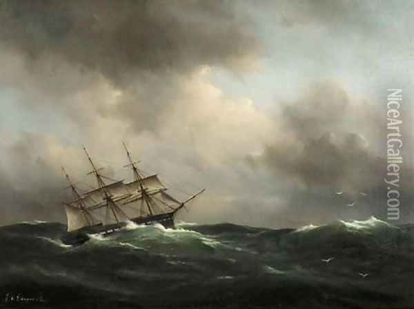 In a stiff breeze Oil Painting - Govert Van Emmerik