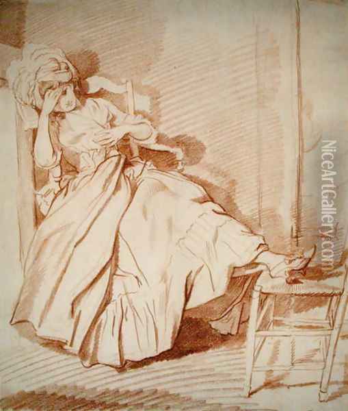 Study of a Sleeping Girl Oil Painting - Louis Rolland Trinquesse