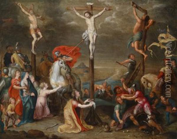 Christ On The Cross Oil Painting - Simon de Vos