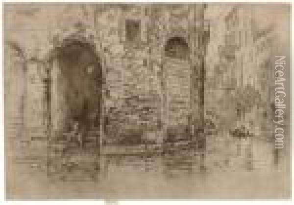 The Two Doorways, From Twelve Etchings Oil Painting - James Abbott McNeill Whistler