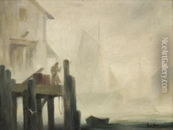 Mistydocks Oil Painting - John Knowles Hare