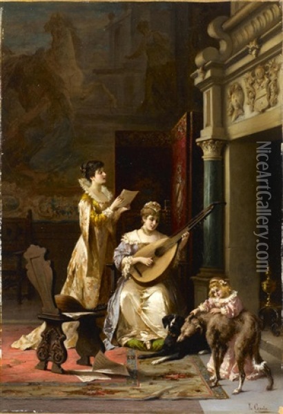 The Duet Oil Painting - Luigi Crosio