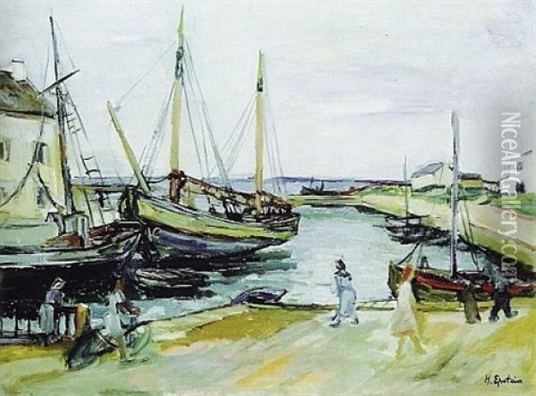 Port Rybacki Oil Painting - Henri Epstein