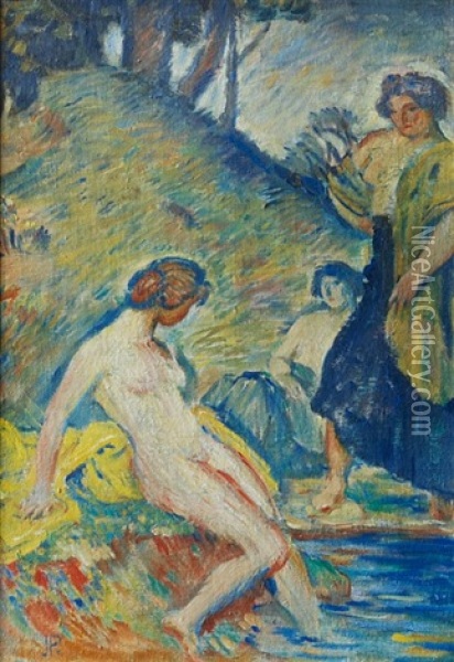 Bathing (study) Oil Painting - Jan Preisler
