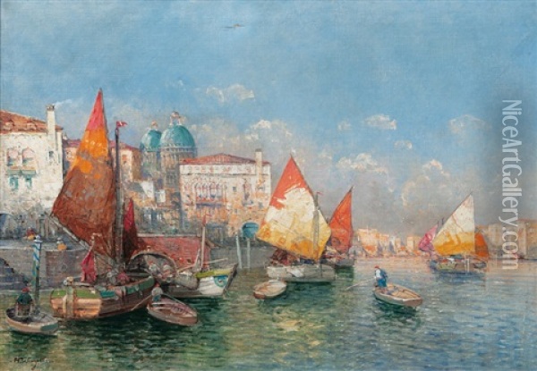 Capriccio Of Venice Oil Painting - Georg Fischhof