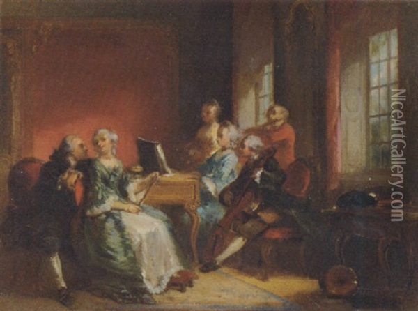 Soiree Musical Oil Painting - Herman Frederik Carel ten Kate