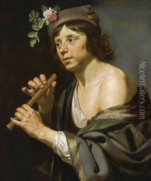Shepherd Holding a Flute 1630-35 Oil Painting - Jan Hermansz. van Biljert