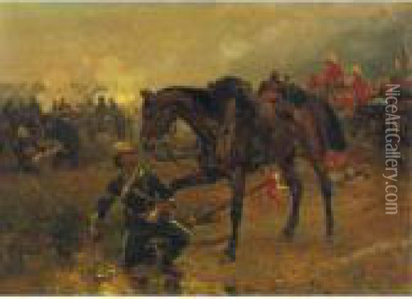 The Wounded Ally Oil Painting - Alphonse Marie de Neuville