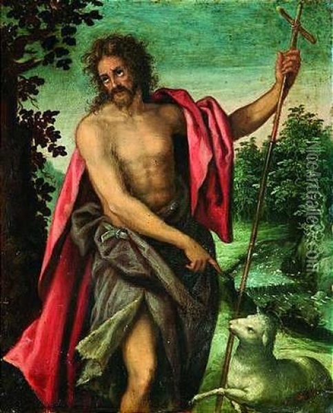 Hl. Johannes D. Taufer Oil Painting - Jacopo Palma il Giovane