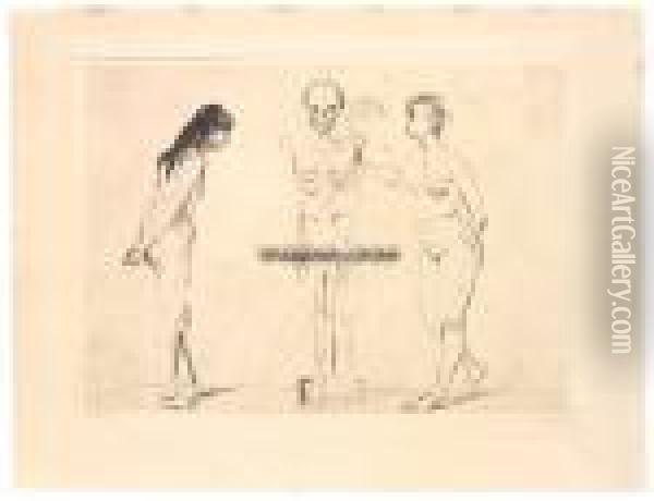 Kvinnene Ved Skjelettet Oil Painting - Edvard Munch