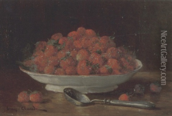 Stilleben Mit Erdbeeren In Porzellanschale Oil Painting - Eugene Claude