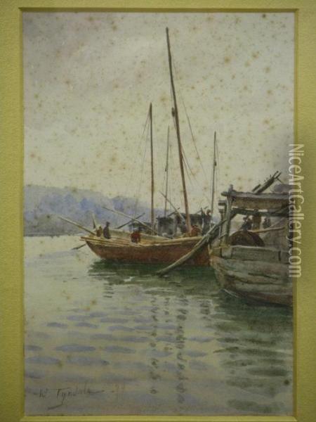 Mediterranean Harbour Scene Oil Painting - Walter Frederick Roofe Tyndale