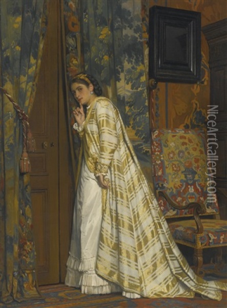 Eavesdropping Oil Painting - Charles Louis Baugniet