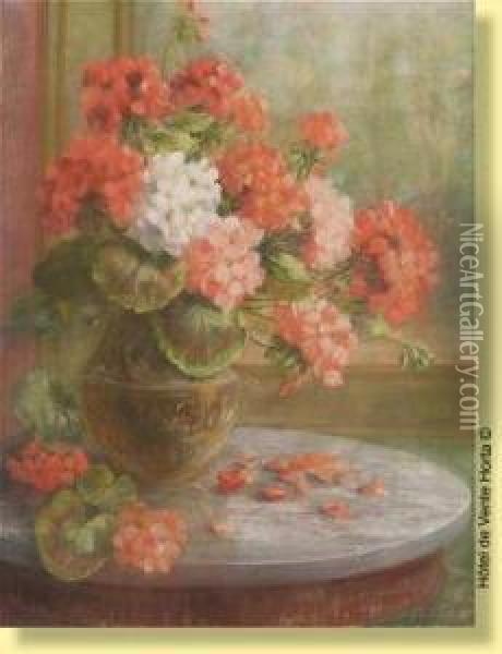 Vase Fleuri Sur Un Gueridon Oil Painting - Camille Triest Van Mulders