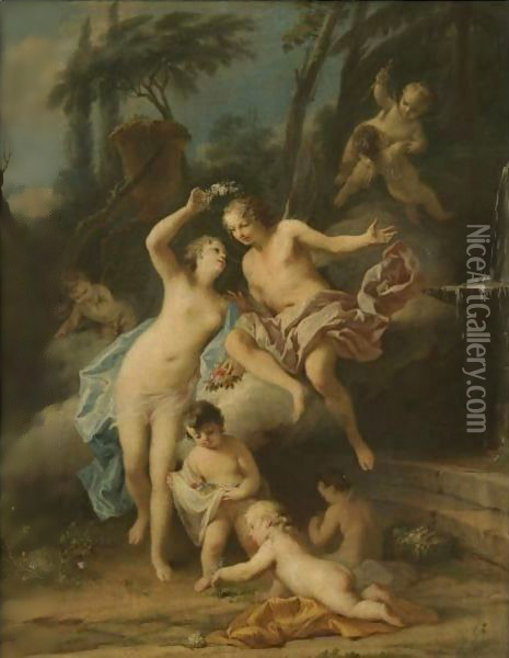 Flora And Zephyr Oil Painting - Jacopo (Giacomo) Amigoni
