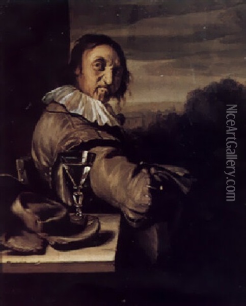 A Man Playing The Cittern Oil Painting - Frans van Mieris the Elder