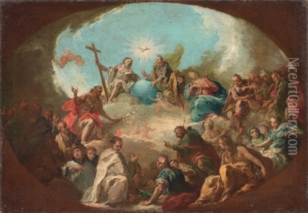 La Trinita Con La Vergine E I Santi Oil Painting - Nicola Grassi