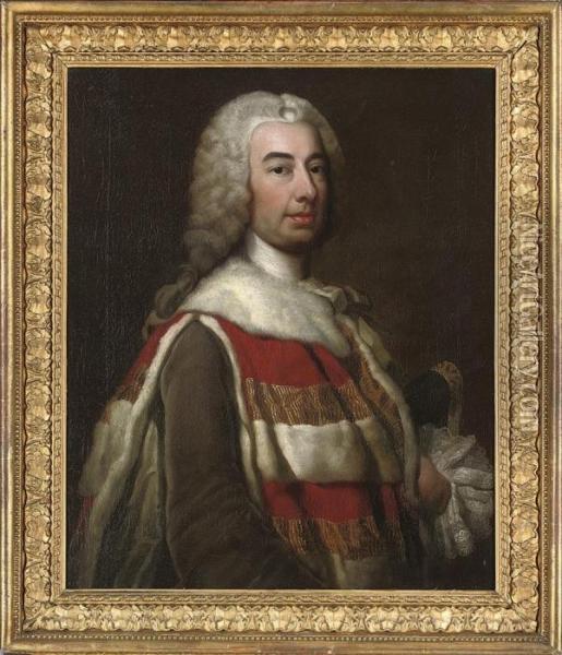 Portrait Of Robert Knight Oil Painting - George Knapton