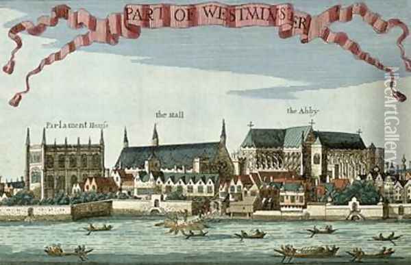 Westminster showing the Abbey Hall and Parliament House from A Book of the Prospects of the Remarkable Places in and about the City of London Oil Painting - Robert Morden