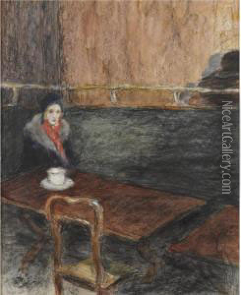 Au Cafe Oil Painting - Peter Alexandrovitch Nilouss