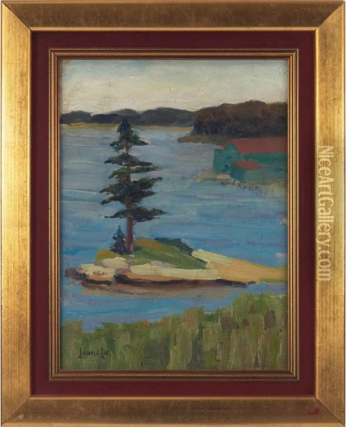 Lake Scene Oil Painting - Jonas Lie