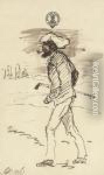 A Gentleman Golfer Striding Across The Course Oil Painting - Sir Francis Grant