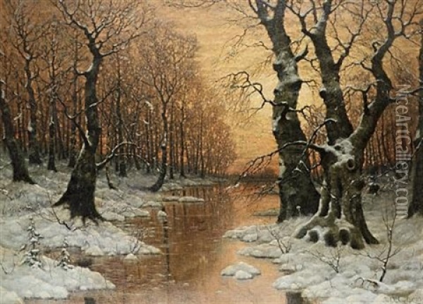 Woodland River Oil Painting - Ivan Fedorovich Choultse