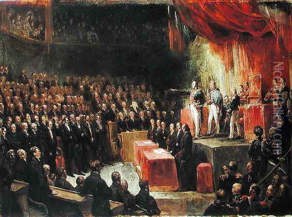Study for King Louis-Philippe 1773-1850 Swearing his Oath to the Chamber of Deputies, 9th August 1830 Oil Painting - Ary Scheffer