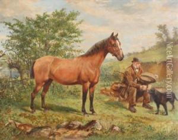 Hunter, 
Owner And Dog Oil Painting - Matthew White Ridley