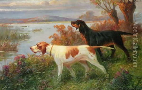 Hunting Dogs Oil Painting - Max Carlier