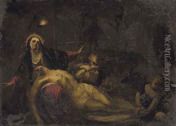 The Pieta Oil Painting - Jacopo Bassano (Jacopo da Ponte)