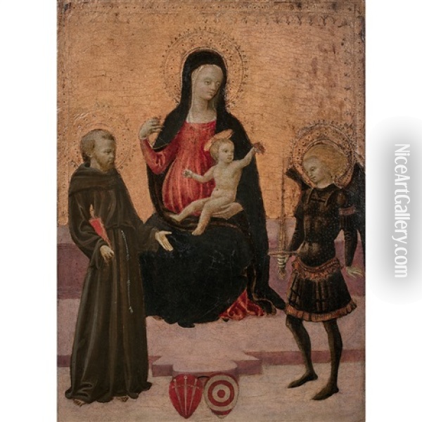 La Vierge Et L'enfant Entre Saint Francois Et Saint Michel Oil Painting -  Apollonio di Giovanni di Tommaso