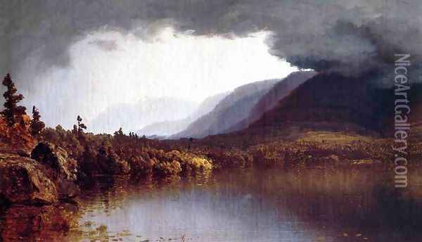A Coming Storm on Lake George Oil Painting - Sanford Robinson Gifford