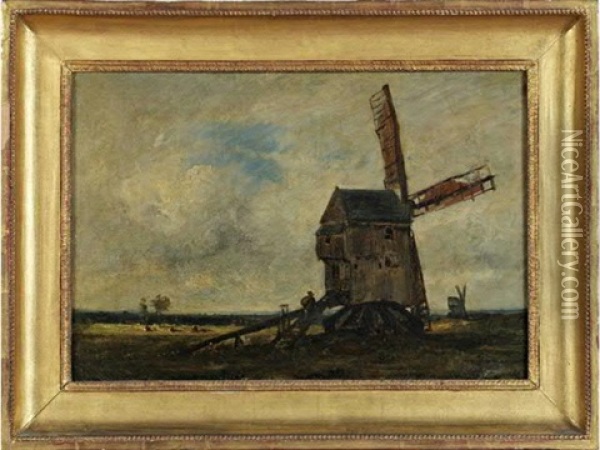 Paysage Aux Deux Moulins Oil Painting - Jules Dupre