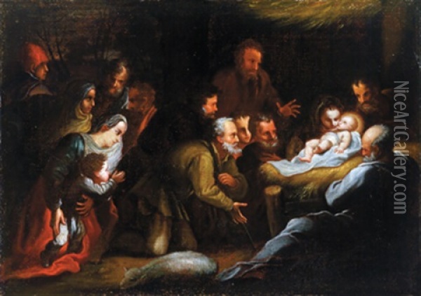 L'adorazione Dei Pastori Oil Painting - Pasquale de' Rossi