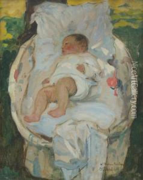 L'enfant Dans Sonberceau Oil Painting - Fernand Allard L'Olivier