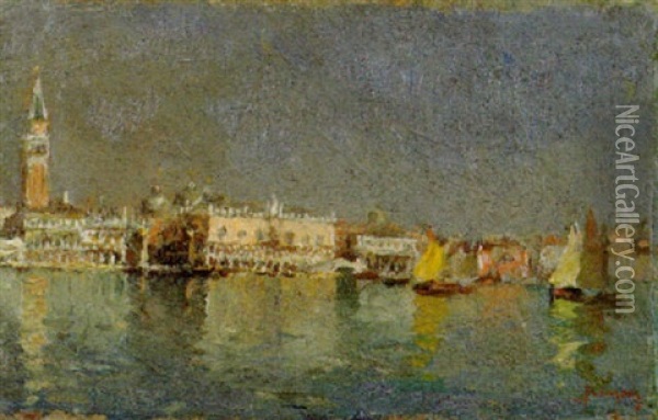 Venezia Alla Salute Oil Painting - Emmanuele Brugnoli