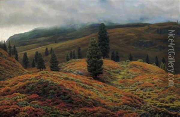 Oktober In Tirol Oil Painting - Henrik Gamst Jespersen